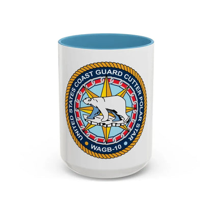 USCGC Polar Star WAGB 10 (U.S. Coast Guard) Accent Coffee Mug 15oz Light Blue - Go Mug Yourself