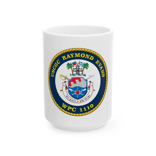 USCGC Raymond Evans WPC 1110 (U.S. Coast Guard) White Coffee Mug-15oz-Go Mug Yourself