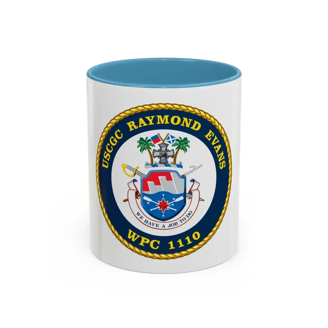 USCGC Raymond Evans WPC 1110 (U.S. Coast Guard) Accent Coffee Mug 11oz Light Blue - Go Mug Yourself