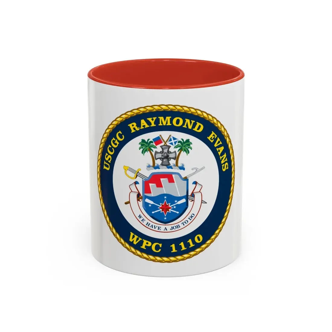 USCGC Raymond Evans WPC 1110 (U.S. Coast Guard) Accent Coffee Mug 11oz Red - Go Mug Yourself