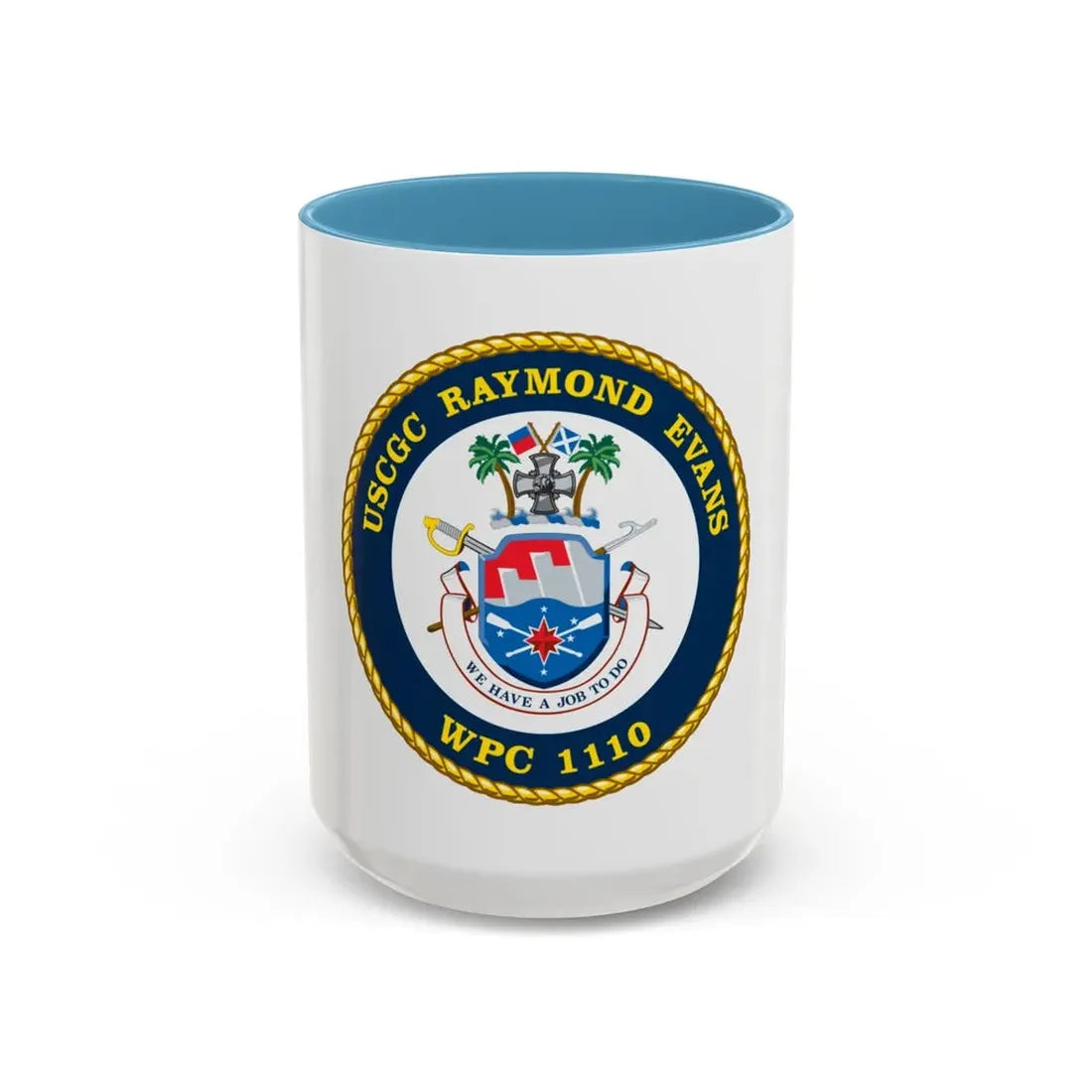 USCGC Raymond Evans WPC 1110 (U.S. Coast Guard) Accent Coffee Mug 15oz Light Blue - Go Mug Yourself