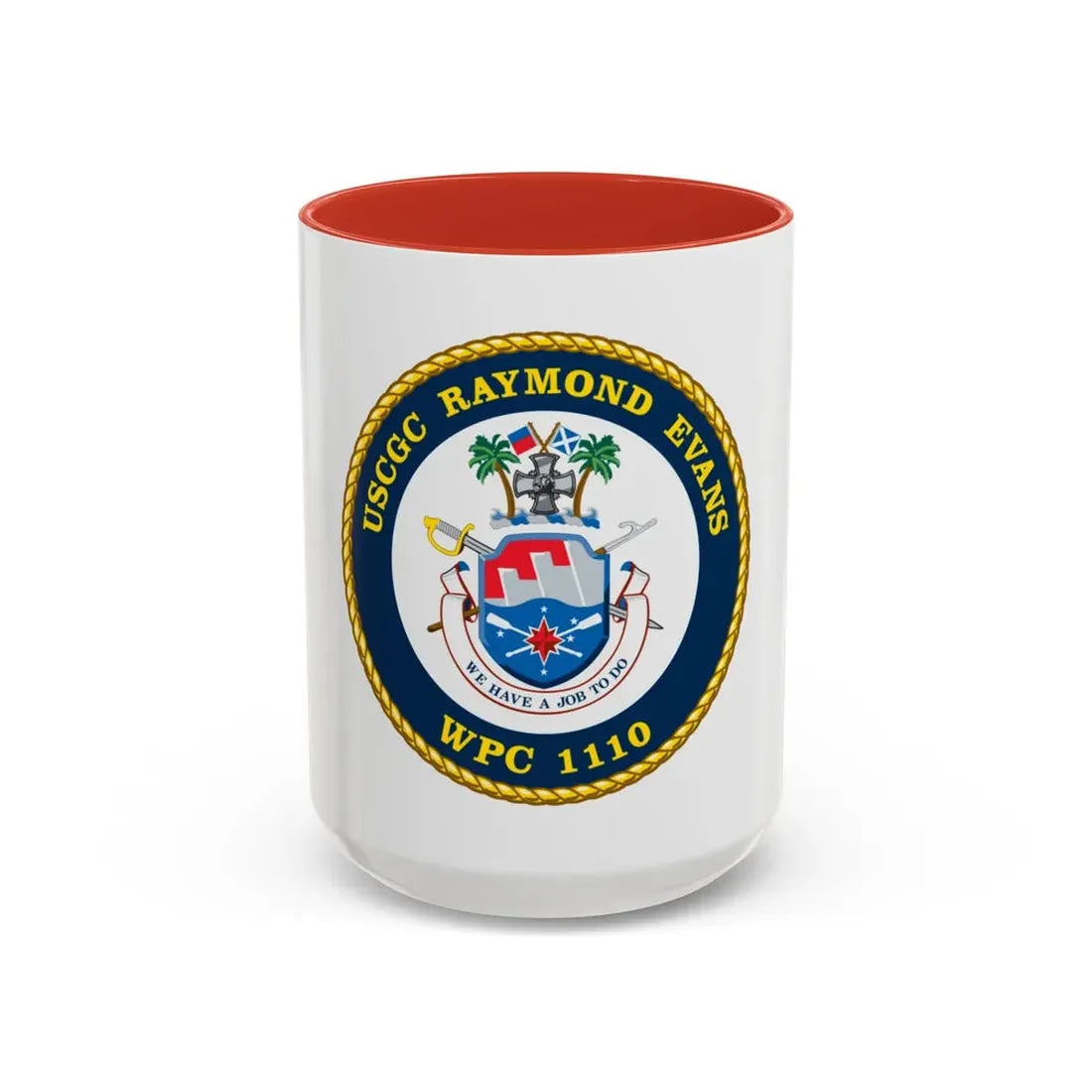 USCGC Raymond Evans WPC 1110 (U.S. Coast Guard) Accent Coffee Mug 15oz Red - Go Mug Yourself