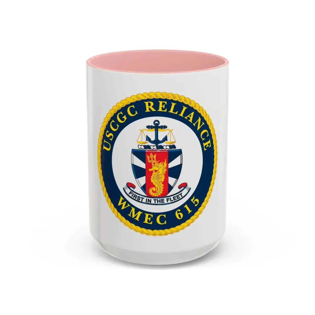 USCGC Reliance   Glassware (U.S. Coast Guard) Accent Coffee Mug 15oz Pink - Go Mug Yourself