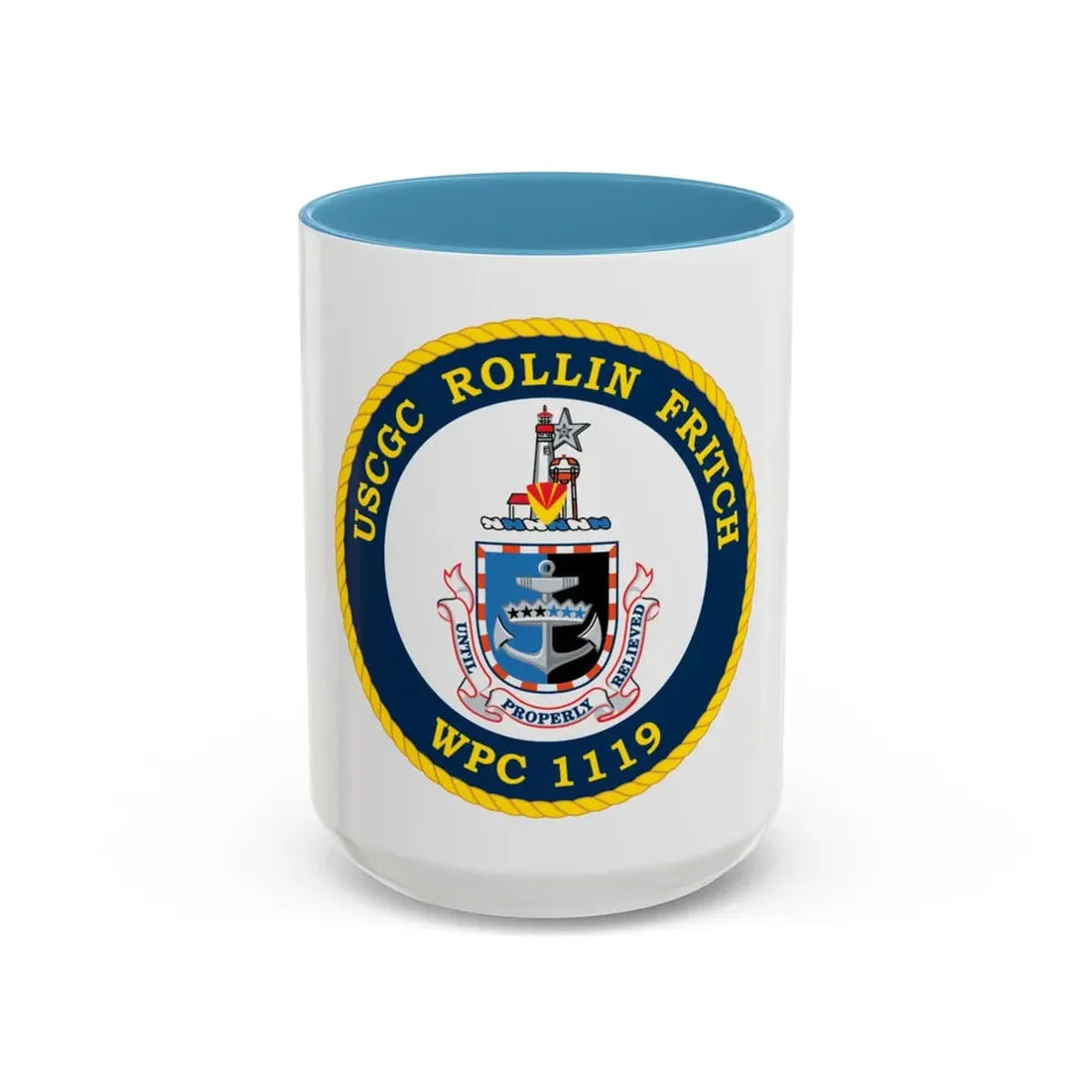 USCGC Rollin Fritch WPC 1119 (U.S. Coast Guard) Accent Coffee Mug 15oz Light Blue - Go Mug Yourself