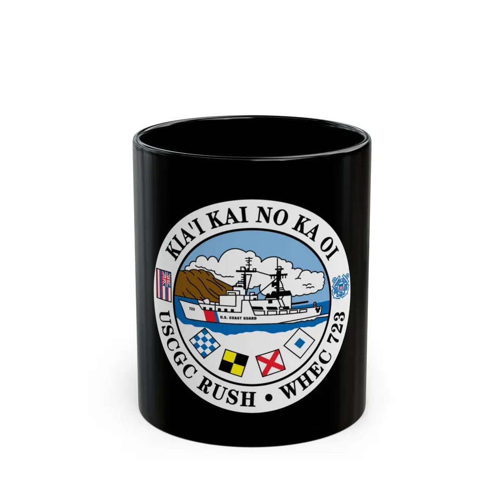 USCGC RUSH WHEC 723 (U.S. Coast Guard) Black Coffee Mug-11oz-Go Mug Yourself