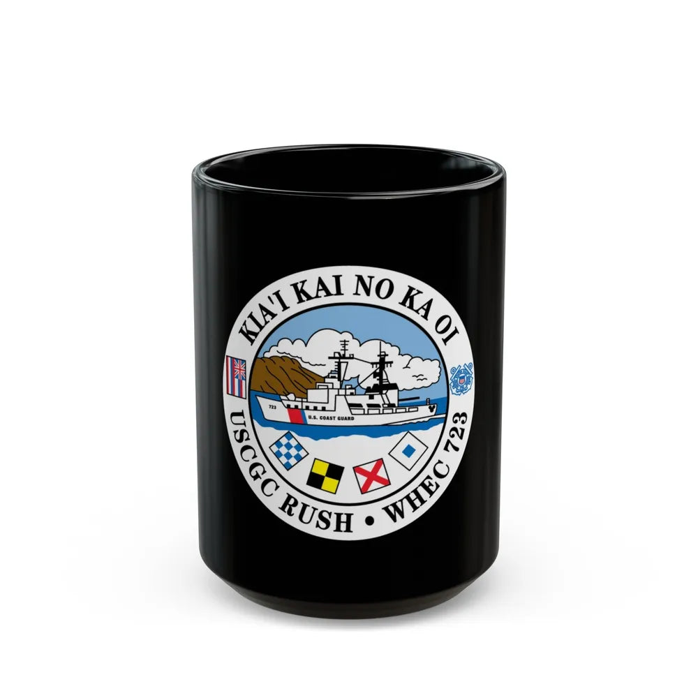 USCGC RUSH WHEC 723 (U.S. Coast Guard) Black Coffee Mug-15oz-Go Mug Yourself