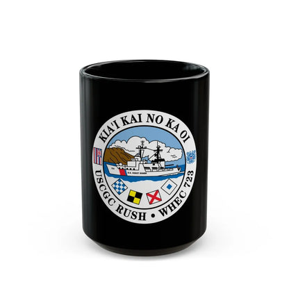 USCGC RUSH WHEC 723 (U.S. Coast Guard) Black Coffee Mug-15oz-Go Mug Yourself