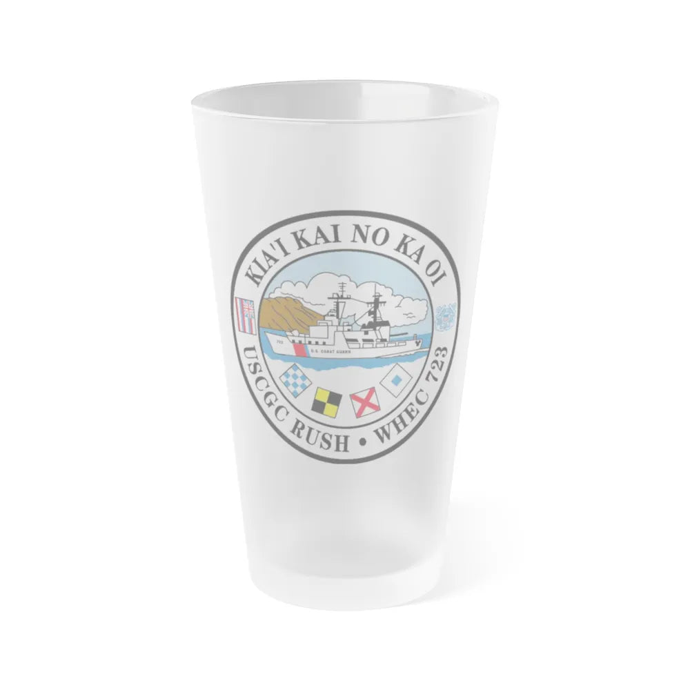 USCGC RUSH WHEC 723 (U.S. Coast Guard) Frosted Pint Glass 16oz-Go Mug Yourself