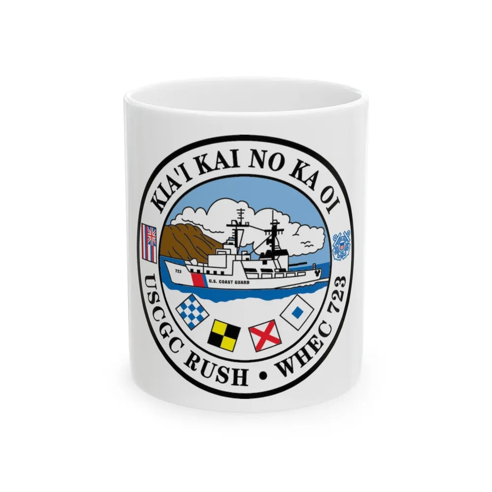 USCGC RUSH WHEC 723 (U.S. Coast Guard) White Coffee Mug-11oz-Go Mug Yourself