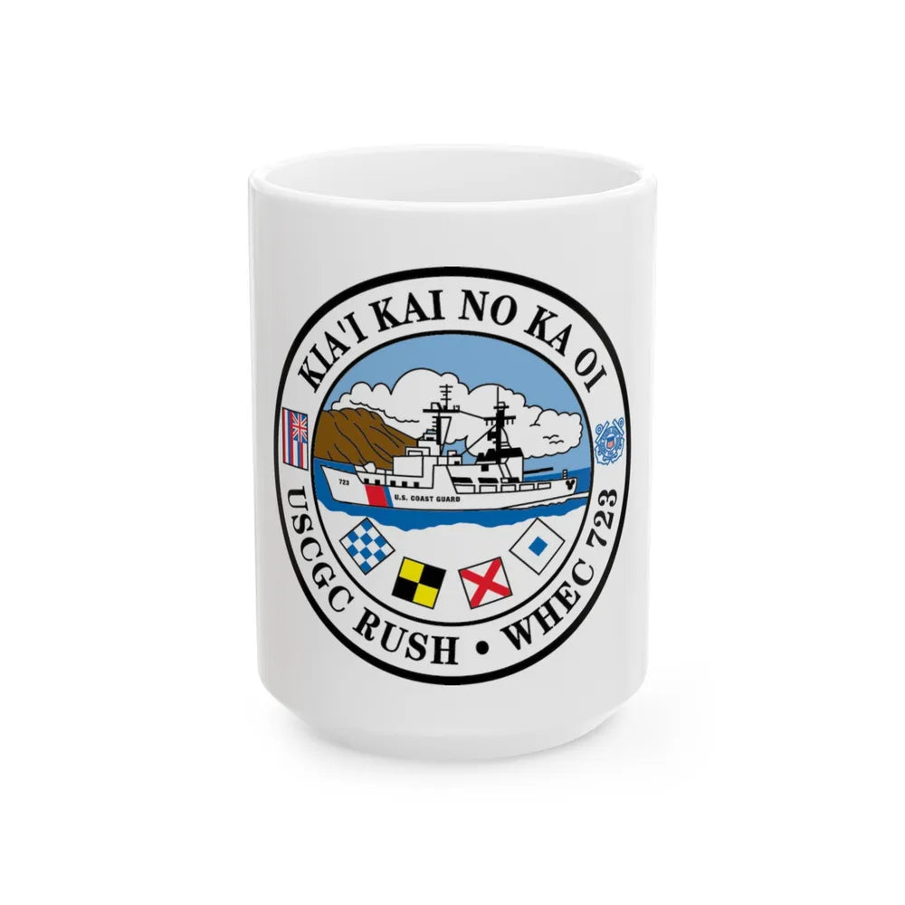 USCGC RUSH WHEC 723 (U.S. Coast Guard) White Coffee Mug-15oz-Go Mug Yourself