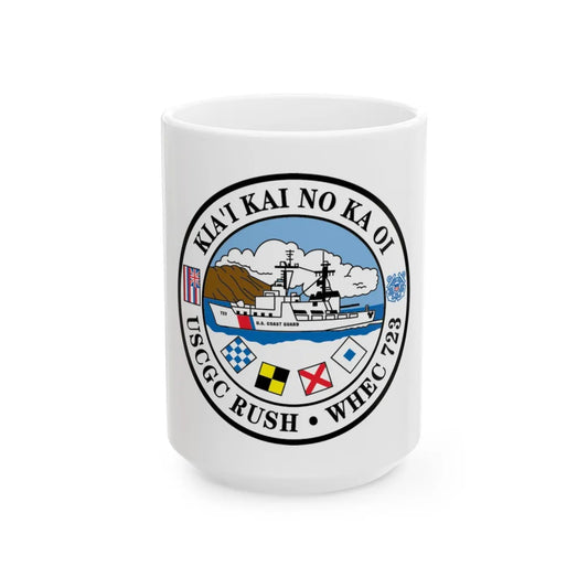 USCGC RUSH WHEC 723 (U.S. Coast Guard) White Coffee Mug-15oz-Go Mug Yourself