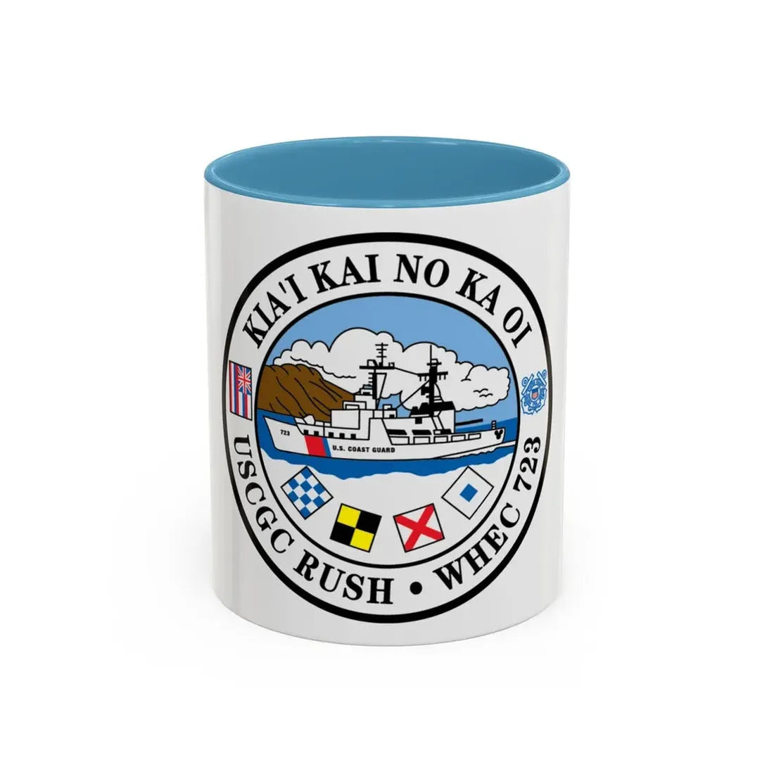 USCGC RUSH WHEC 723 (U.S. Coast Guard) Accent Coffee Mug 11oz Light Blue - Go Mug Yourself