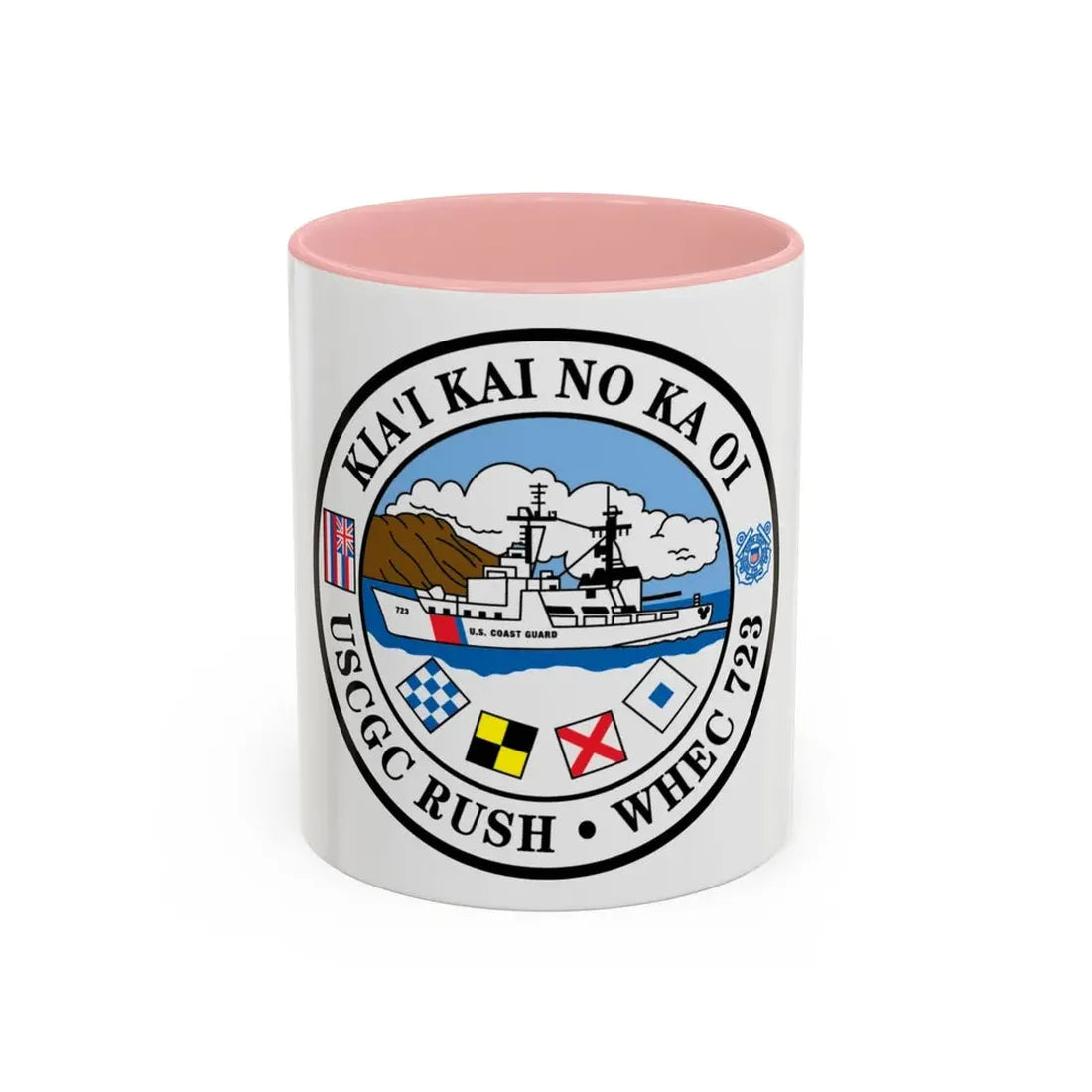 USCGC RUSH WHEC 723 (U.S. Coast Guard) Accent Coffee Mug 11oz Pink - Go Mug Yourself