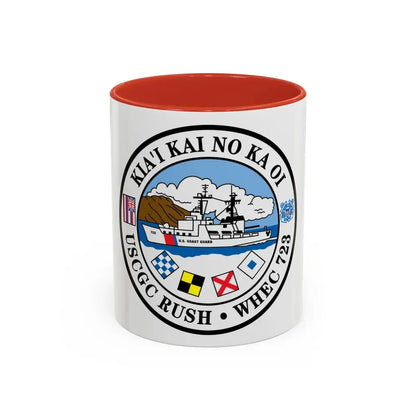 USCGC RUSH WHEC 723 (U.S. Coast Guard) Accent Coffee Mug 11oz Red - Go Mug Yourself