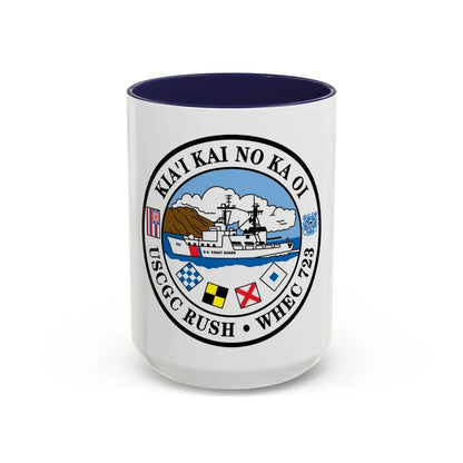 USCGC RUSH WHEC 723 (U.S. Coast Guard) Accent Coffee Mug 15oz Navy - Go Mug Yourself