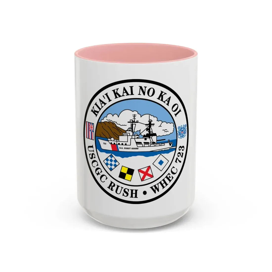 USCGC RUSH WHEC 723 (U.S. Coast Guard) Accent Coffee Mug 15oz Pink - Go Mug Yourself