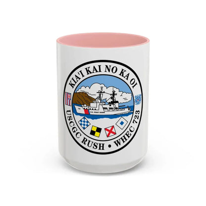 USCGC RUSH WHEC 723 (U.S. Coast Guard) Accent Coffee Mug 15oz Pink - Go Mug Yourself