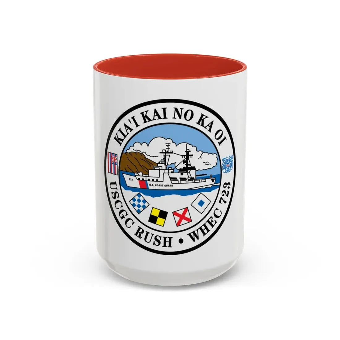 USCGC RUSH WHEC 723 (U.S. Coast Guard) Accent Coffee Mug 15oz Red - Go Mug Yourself