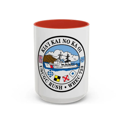USCGC RUSH WHEC 723 (U.S. Coast Guard) Accent Coffee Mug 15oz Red - Go Mug Yourself