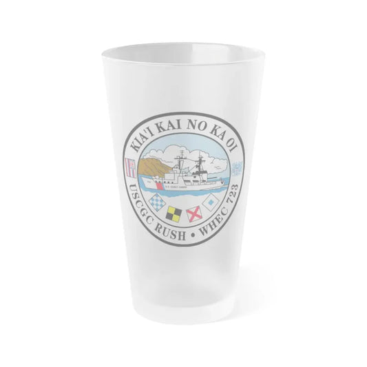 USCGC RUSH WHEC 723 (U.S. Coast Guard) Frosted Pint Glass 16oz Default Title - Go Mug Yourself