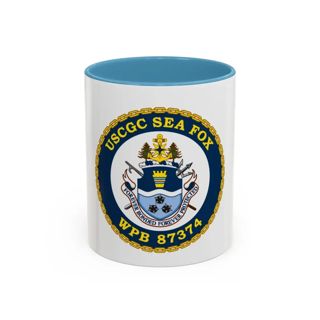 USCGC Sea Fox WPB 87374 2 (U.S. Coast Guard) Accent Coffee Mug 11oz Light Blue - Go Mug Yourself