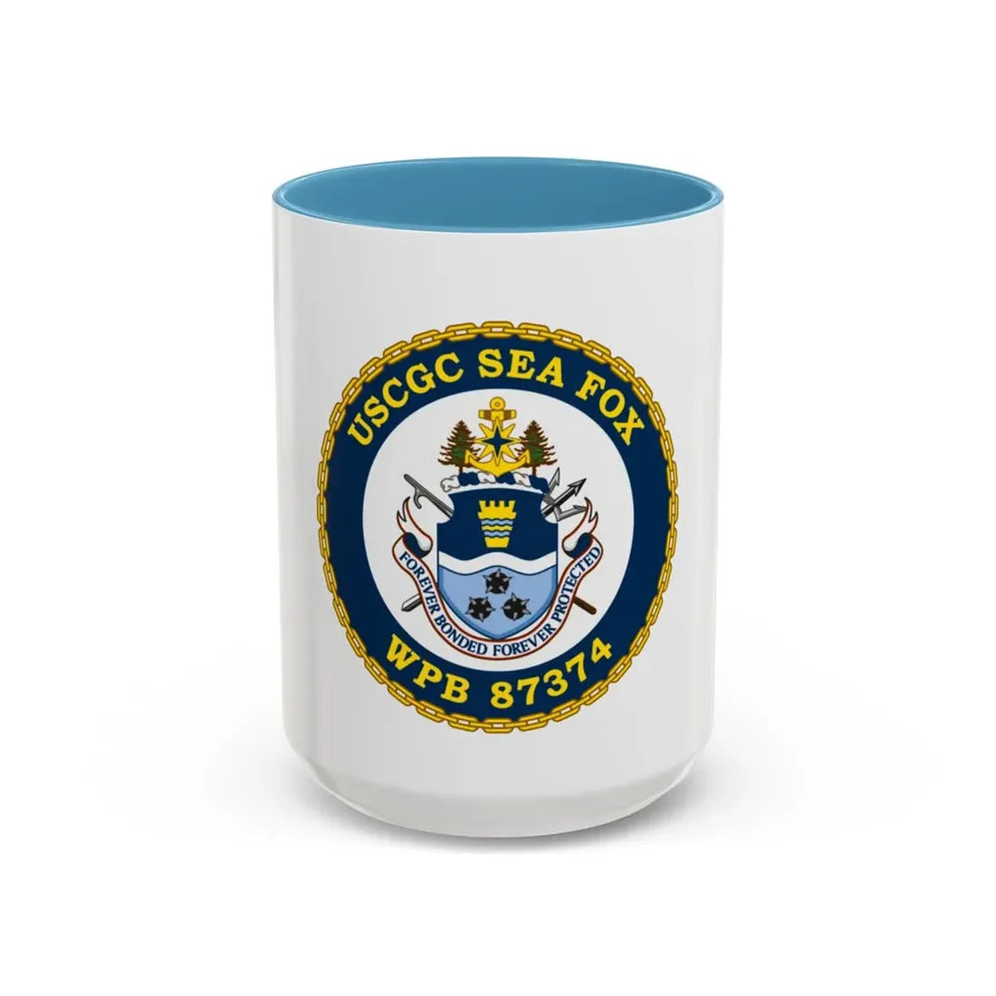 USCGC Sea Fox WPB 87374 2 (U.S. Coast Guard) Accent Coffee Mug 15oz Light Blue - Go Mug Yourself