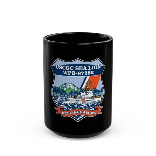 USCGC Sea Lions WPB 87352 (U.S. Coast Guard) Black Coffee Mug-15oz-Go Mug Yourself