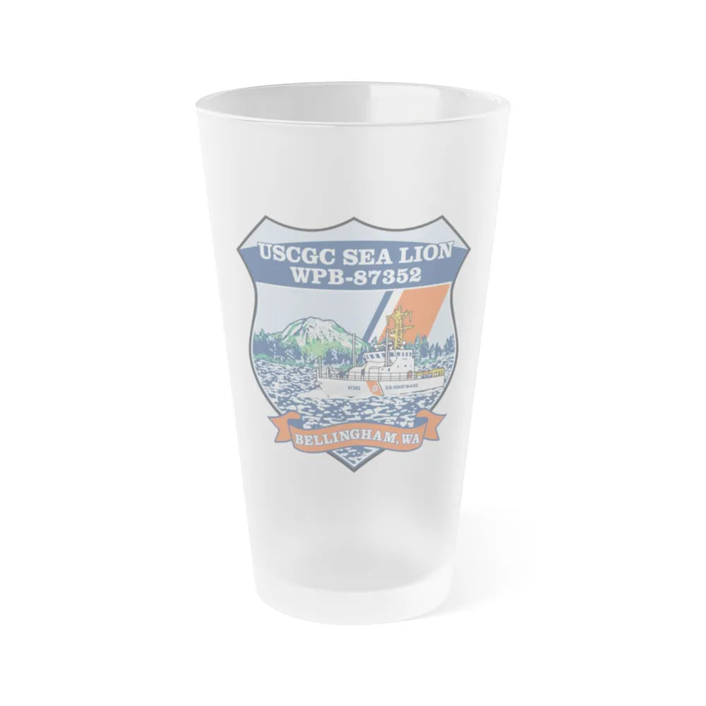 USCGC Sea Lions WPB 87352 (U.S. Coast Guard) Frosted Pint Glass 16oz-Go Mug Yourself