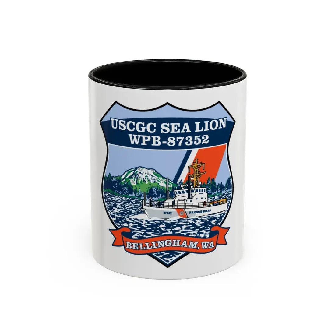 USCGC Sea Lions WPB 87352 (U.S. Coast Guard) Accent Coffee Mug 11oz Black - Go Mug Yourself