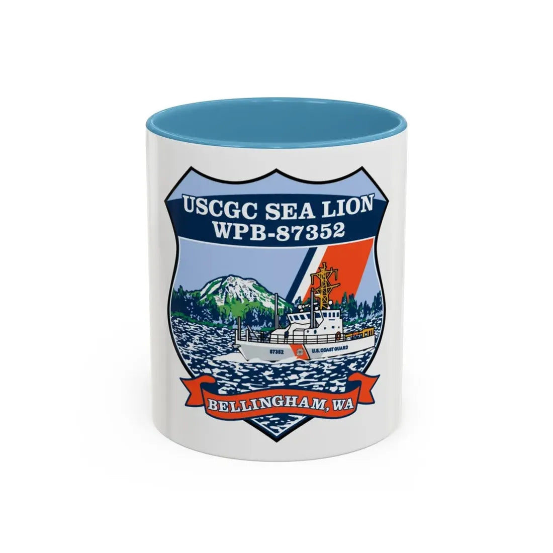 USCGC Sea Lions WPB 87352 (U.S. Coast Guard) Accent Coffee Mug 11oz Light Blue - Go Mug Yourself
