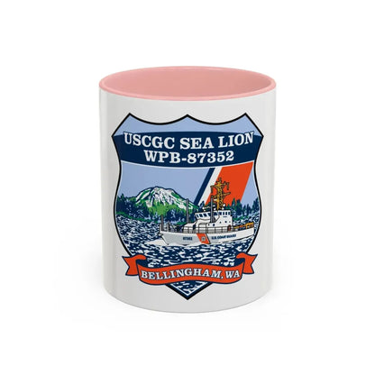 USCGC Sea Lions WPB 87352 (U.S. Coast Guard) Accent Coffee Mug 11oz Pink - Go Mug Yourself