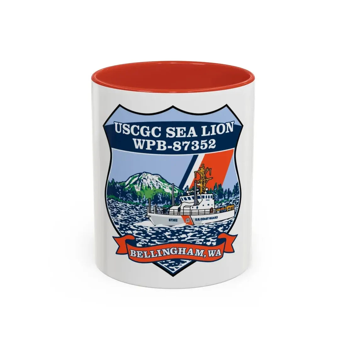 USCGC Sea Lions WPB 87352 (U.S. Coast Guard) Accent Coffee Mug 11oz Red - Go Mug Yourself