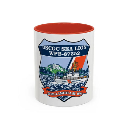 USCGC Sea Lions WPB 87352 (U.S. Coast Guard) Accent Coffee Mug 11oz Red - Go Mug Yourself