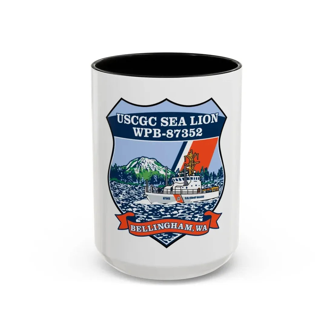 USCGC Sea Lions WPB 87352 (U.S. Coast Guard) Accent Coffee Mug 15oz Black - Go Mug Yourself