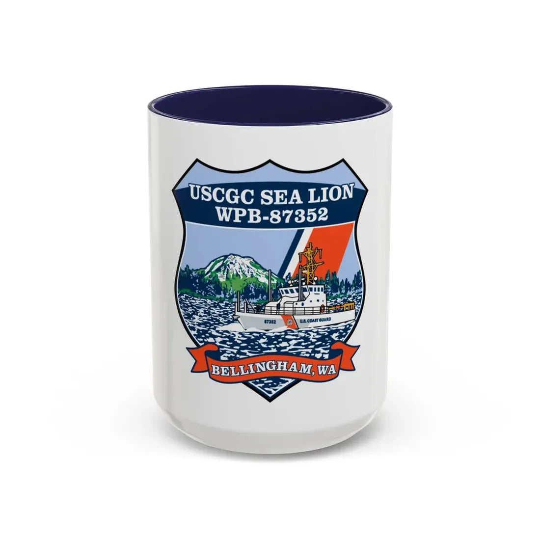 USCGC Sea Lions WPB 87352 (U.S. Coast Guard) Accent Coffee Mug 15oz Navy - Go Mug Yourself