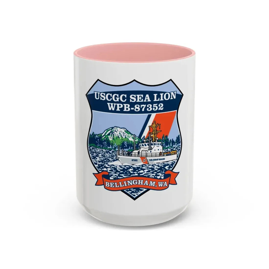 USCGC Sea Lions WPB 87352 (U.S. Coast Guard) Accent Coffee Mug 15oz Pink - Go Mug Yourself