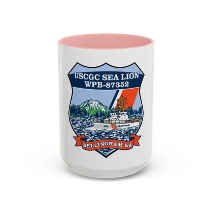 USCGC Sea Lions WPB 87352 (U.S. Coast Guard) Accent Coffee Mug 15oz Pink - Go Mug Yourself