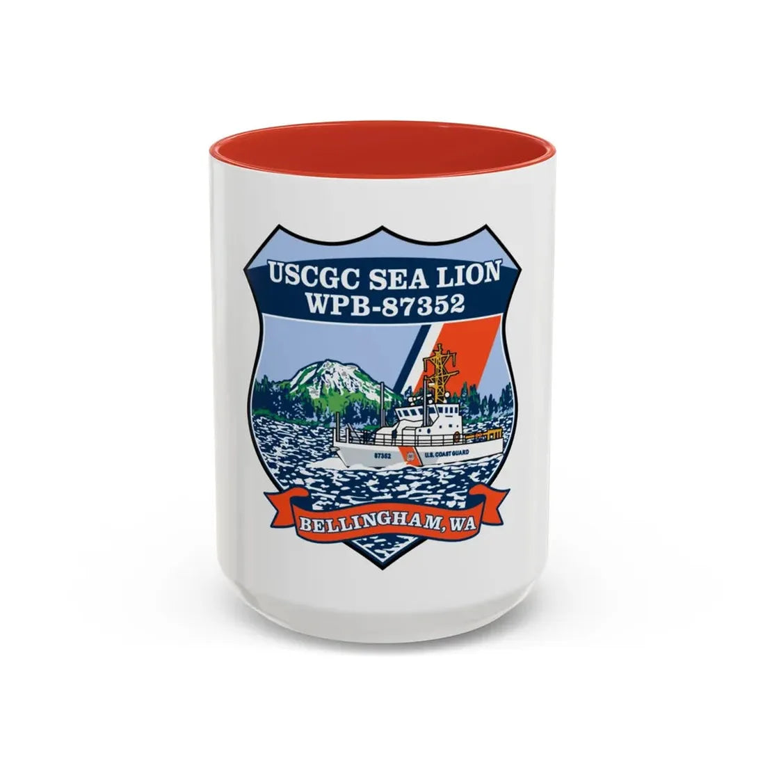 USCGC Sea Lions WPB 87352 (U.S. Coast Guard) Accent Coffee Mug 15oz Red - Go Mug Yourself