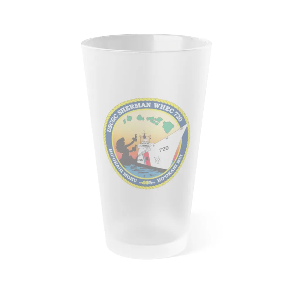 USCGC Sherman WHEC 720 new 2016 (U.S. Coast Guard) Frosted Pint Glass 16oz-Go Mug Yourself