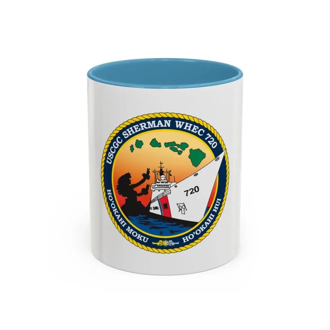 USCGC Sherman WHEC 720 new 2016 (U.S. Coast Guard) Accent Coffee Mug 11oz Light Blue - Go Mug Yourself