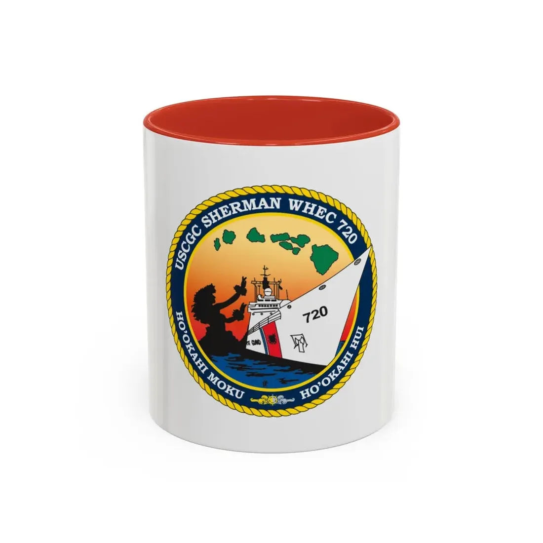 USCGC Sherman WHEC 720 new 2016 (U.S. Coast Guard) Accent Coffee Mug 11oz Red - Go Mug Yourself