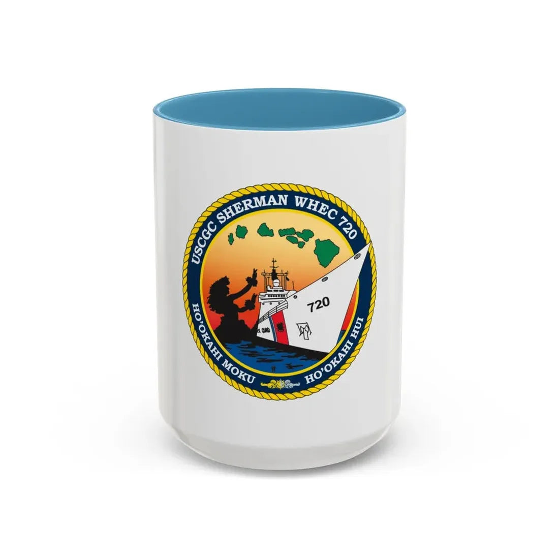 USCGC Sherman WHEC 720 new 2016 (U.S. Coast Guard) Accent Coffee Mug 15oz Light Blue - Go Mug Yourself
