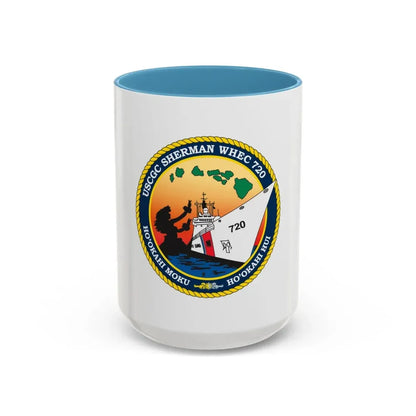 USCGC Sherman WHEC 720 new 2016 (U.S. Coast Guard) Accent Coffee Mug 15oz Light Blue - Go Mug Yourself