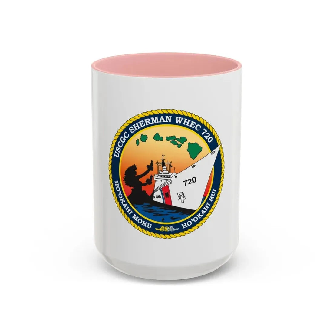 USCGC Sherman WHEC 720 new 2016 (U.S. Coast Guard) Accent Coffee Mug 15oz Pink - Go Mug Yourself