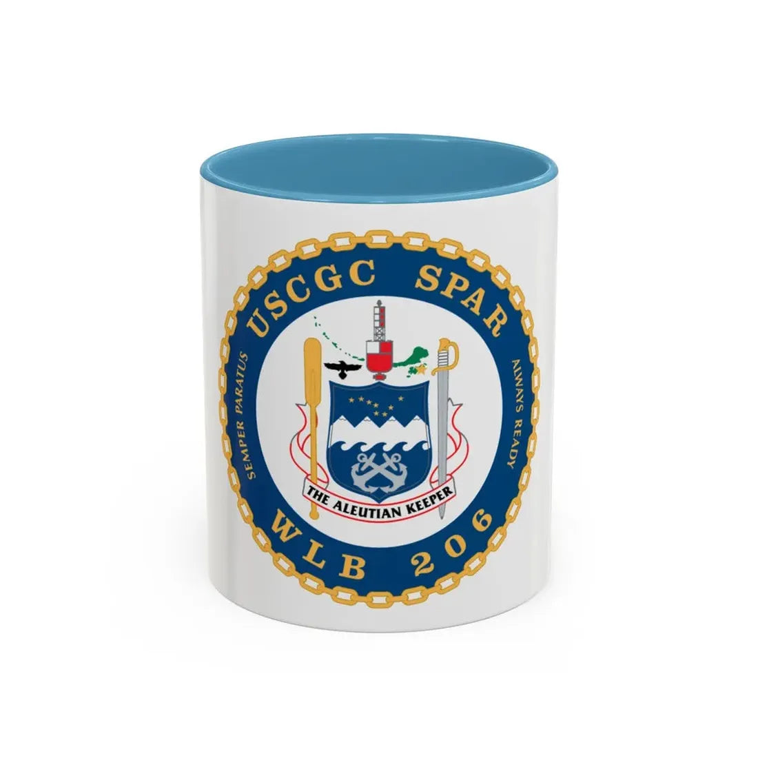 USCGC Spar WLB 206 (U.S. Coast Guard) Accent Coffee Mug 11oz Light Blue - Go Mug Yourself