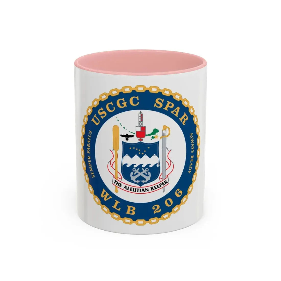 USCGC Spar WLB 206 (U.S. Coast Guard) Accent Coffee Mug 11oz Pink - Go Mug Yourself