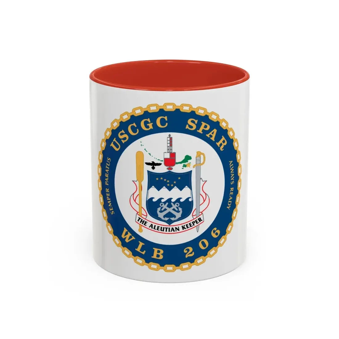 USCGC Spar WLB 206 (U.S. Coast Guard) Accent Coffee Mug 11oz Red - Go Mug Yourself