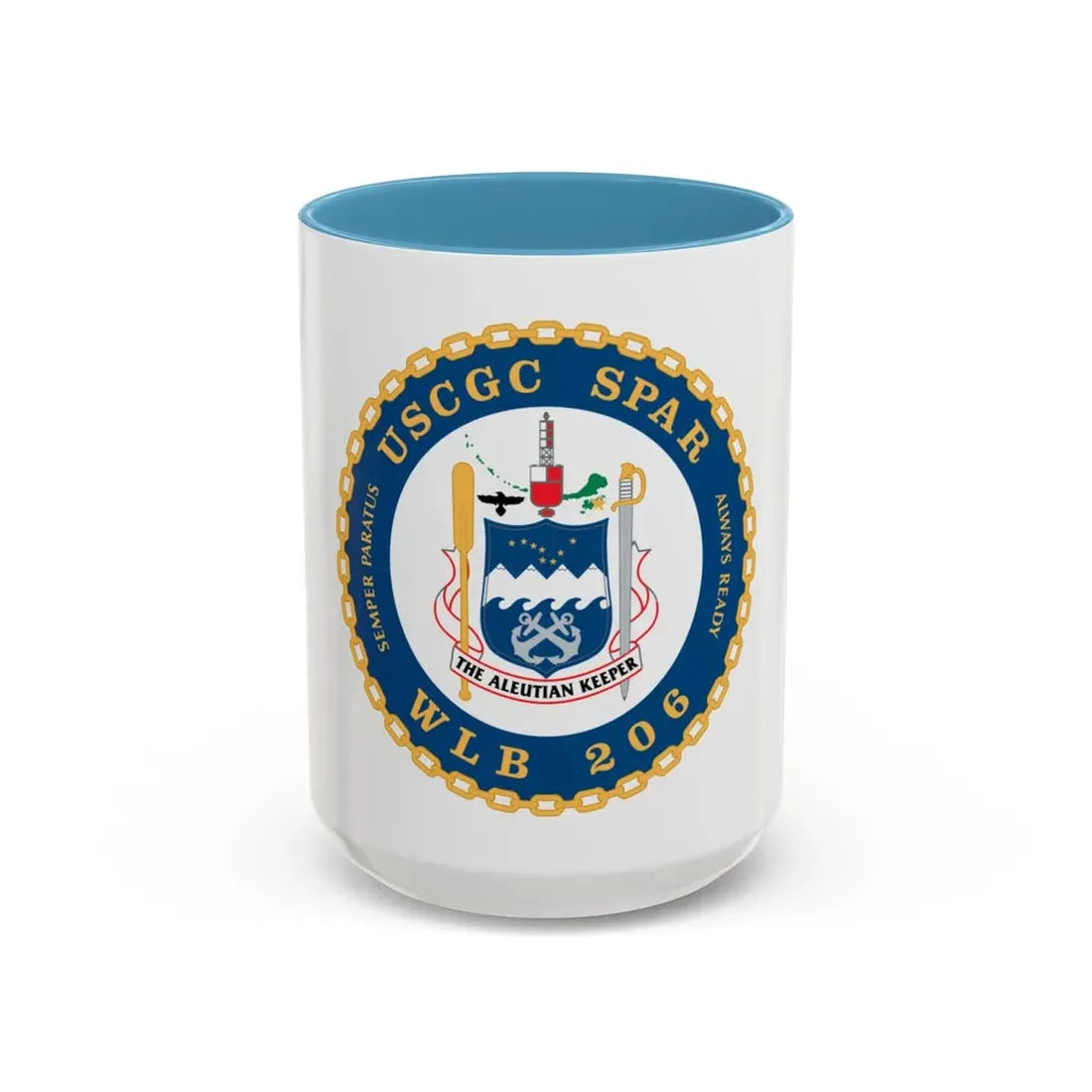 USCGC Spar WLB 206 (U.S. Coast Guard) Accent Coffee Mug 15oz Light Blue - Go Mug Yourself