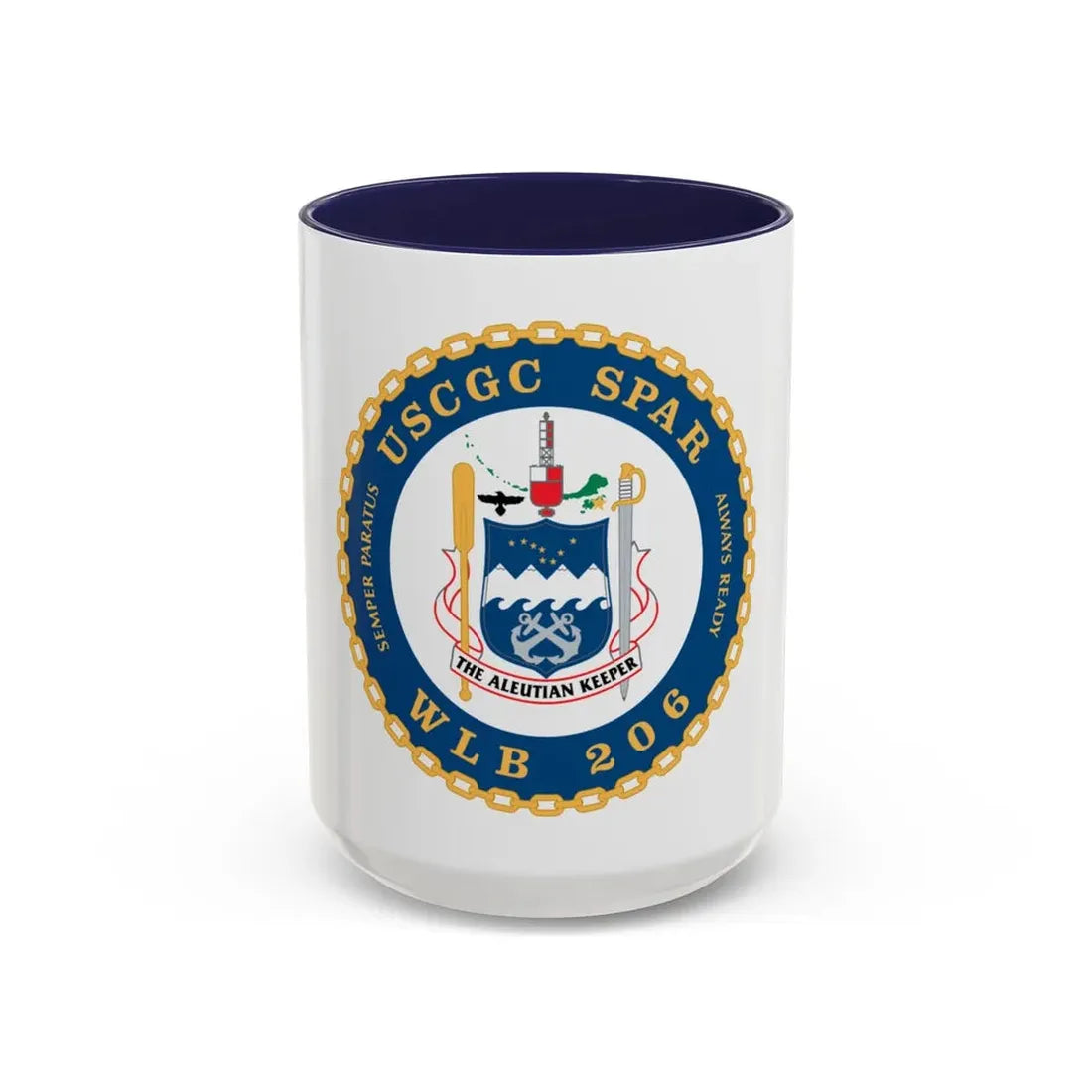 USCGC Spar WLB 206 (U.S. Coast Guard) Accent Coffee Mug 15oz Navy - Go Mug Yourself