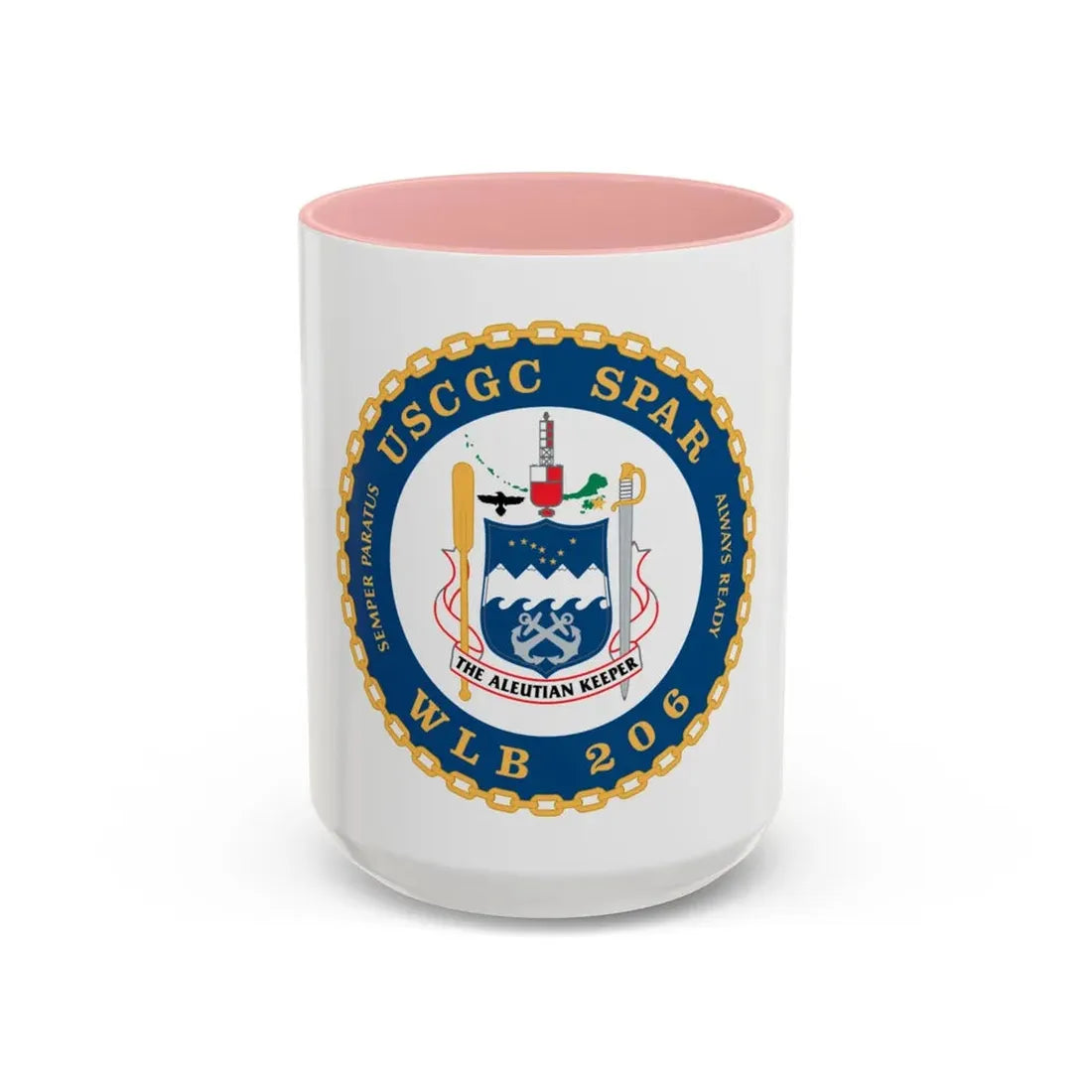 USCGC Spar WLB 206 (U.S. Coast Guard) Accent Coffee Mug 15oz Pink - Go Mug Yourself